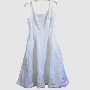 A NEW DAY XS 2 Solid White Cotton Stretch Sleeveless Fit & Flare Strappy Dress 1